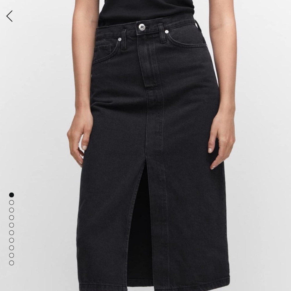 Mango Black Denim Midi Skirt